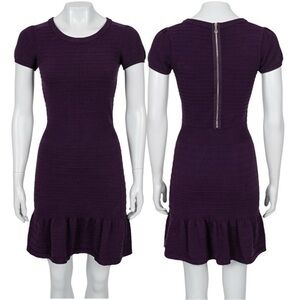 Sandro Ribbed Knit Short Sleeve Mini Dress Purple Size 2 / Small